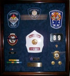 The author's Retirement Shadowbox, presented by the Chesterfield County (VA) Fire & EMS Department.