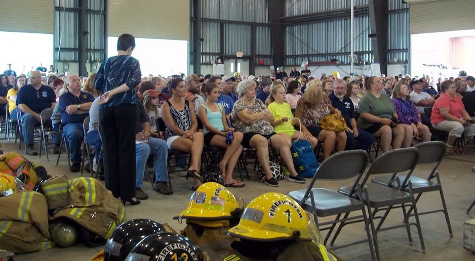 Proud Moms, Dads, family members and friends gather for graduation of campers from 2015 WVU-FSE Junior Firefighter Camp at West Virginia State Fire Academy outside of Weston, WV.