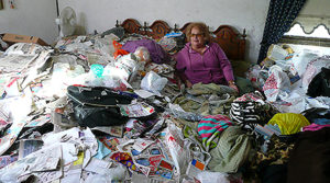Compulsive Hoarding Syndrome victim at home.